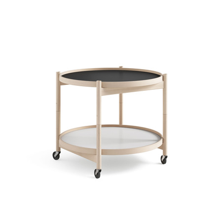 Brdr Kruger Rolltischchen 'Tray Table' Buche unbehandelt, Sunny (Creme / Gelb), Ø: 60 cm