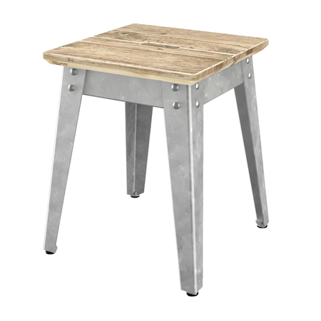 Jan Cray 6Grad Outdoor Hocker Bauholz geölt Spindgrün, Bauholz recycled geölt, H: 46 cm