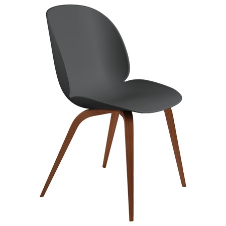 Gubi  Stuhl 'Beetle Dining' American Walnut Semi Matt Lacquered, Black, Kunststoffgleiter