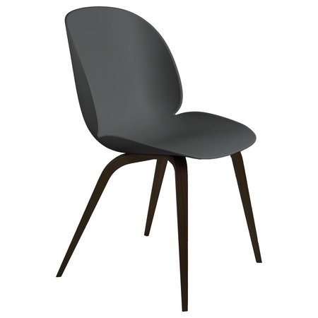 Gubi  Stuhl 'Beetle Dining' Black Stained Beech Semi Matt Lacquered, Black, Kunststoffgleiter