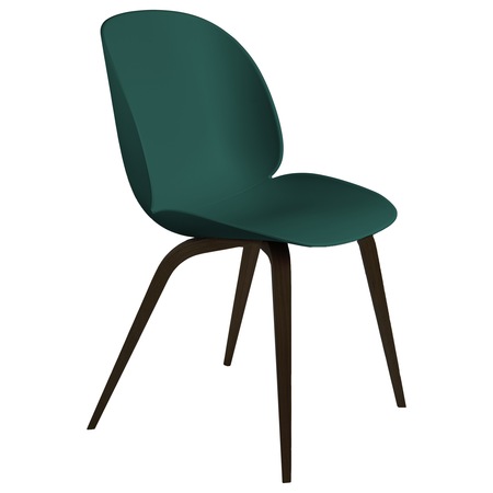 Gubi  Stuhl 'Beetle Dining' Black Stained Beech Semi Matt Lacquered, Dark Green, Kunststoffgleiter