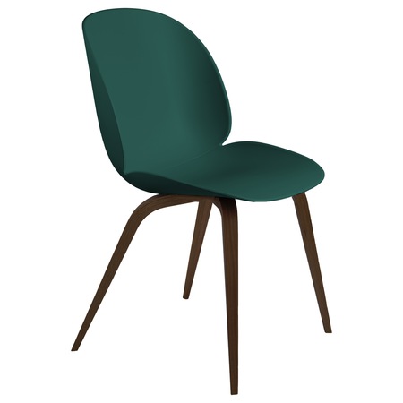 Gubi  Stuhl 'Beetle Dining' Smoked Oak Matt Lacquered, Dark Green, Kunststoffgleiter