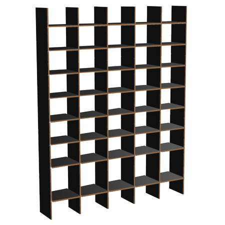 Nils Holger Moormann FNP - H: 223 cm - schmale Fächer - tief MDF schwarz, B: 174.6 cm