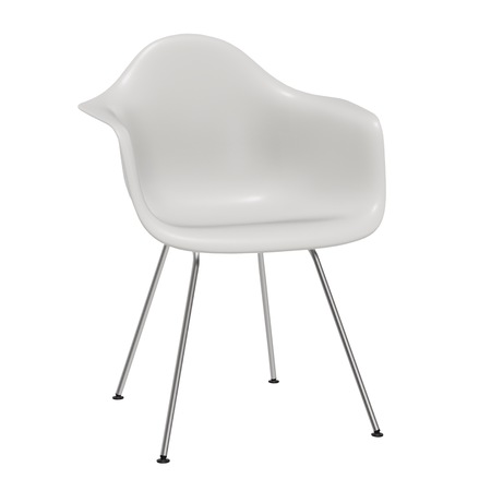 Vitra Eames Plastic Armchair DAX  04 Weiss, Glanzchrom 01, Gleiter basic dark für Teppichboden 04