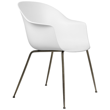 Gubi Stuhl 'Bat' Conic - Ungepolstert Antique Brass, Alabaster White, Plastikgleiter
