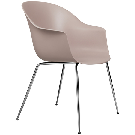 Gubi Stuhl 'Bat' Conic - Ungepolstert Chrome, Sweet Pink, Plastikgleiter
