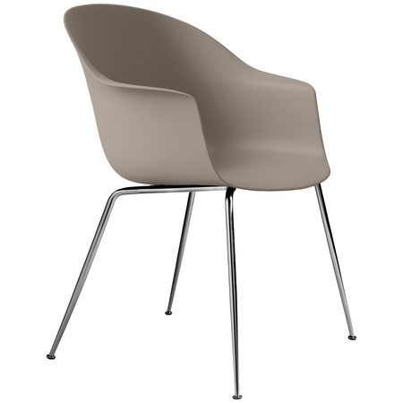 Gubi Stuhl 'Bat' Conic - Ungepolstert Chrome, New Beige, Plastikgleiter