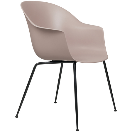 Gubi Stuhl 'Bat' Conic - Ungepolstert Black Matt, Sweet Pink, Plastikgleiter