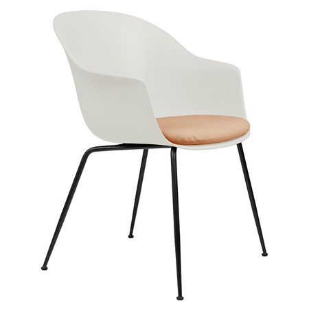 Gubi Stuhl 'Bat' Conic - Mit Sitzpolster Black Semi Matt, Alabaster White, Rehkitz Beige 208 - Velvet