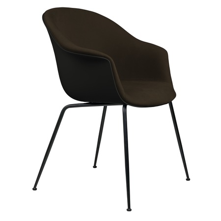 Gubi Stuhl 'Bat' Conic - Vorne gepolstert Black Matt, Black, Grau Anthrazit 130 - Velvet