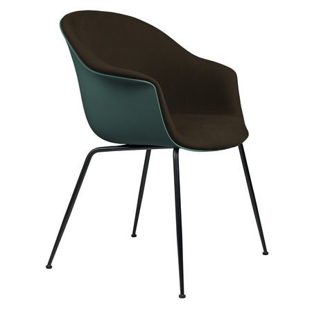 Gubi Stuhl 'Bat' Conic - Vorne gepolstert Black Matt, Dark Green, Grau Anthrazit 130 - Velvet