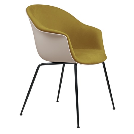 Gubi Stuhl 'Bat' Conic - Vorne gepolstert Black Matt, New Beige, Olive 1180 - Velvet