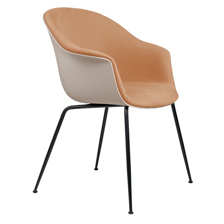 Gubi Stuhl 'Bat' Conic - Vorne gepolstert Black Matt, New Beige, Rehkitz Beige 208 - Velvet