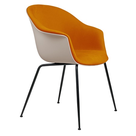 Gubi Stuhl 'Bat' Conic - Vorne gepolstert Black Matt, New Beige, Senf 312 - Velvet