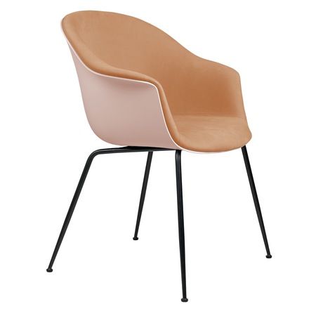 Gubi Stuhl 'Bat' Conic - Vorne gepolstert Black Matt, Sweet Pink, Rehkitz Beige 208 - Velvet