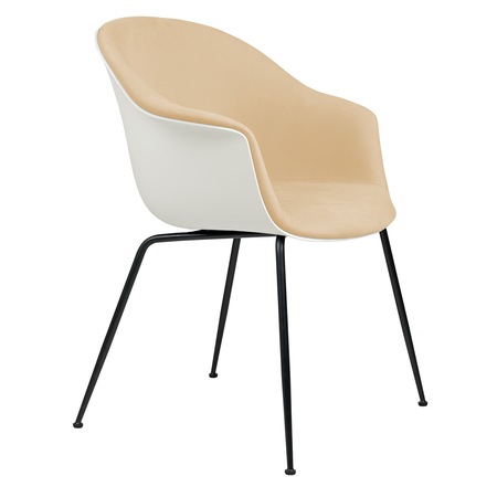 Gubi Stuhl 'Bat' Conic - Vorne gepolstert Black Matt, Alabaster White, Auster 1032 - Velvet