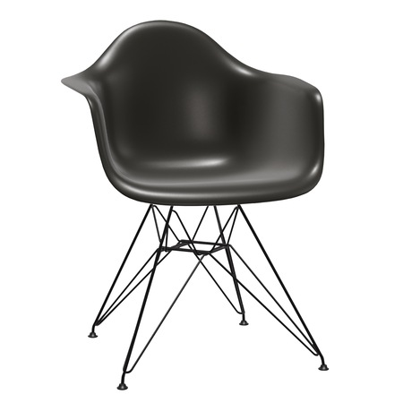 Vitra Eames Plastic Armchair DAR ohne Sitzpolster 12 Tiefschwarz, Basic Dark 30 pulverbeschichtet (glatt), Filzgleiter basic dark für Hartboden 05