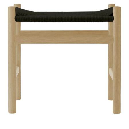 Carl Hansen & Søn Hocker 'CH53' Buche klarlack, Papierkordel Schwarz, H: 39 cm