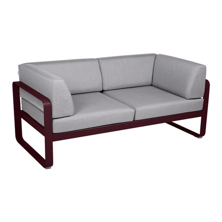 Fermob 2-Sitzer Club-Sofa 'Bellevie' Schwarzkirsche B9, Flanellgrau 79