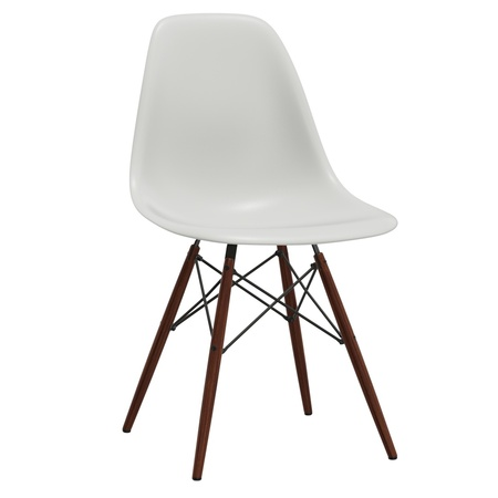 Vitra Eames Plastic Side Chair DSW RE ohne Sitzpolster 85 Cotton white RE, Ahorn dunkel 95, Filzgleiter basic dark für Hartboden 05