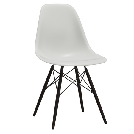 Vitra Eames Plastic Side Chair DSW RE ohne Sitzpolster 85 Cotton white RE, Ahorn schwarz 30, Filzgleiter basic dark für Hartboden 05