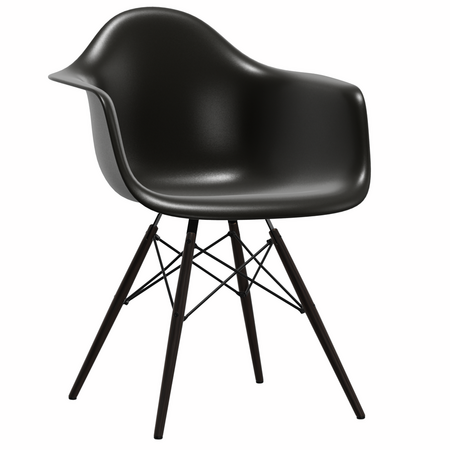 Vitra Eames Plastic Armchair DAW RE 12 Tiefschwarz RE , Ahorn schwarz 30, Filzgleiter basic dark für Hartboden 05