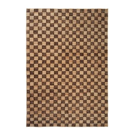 Ferm Living Check Wool Jute Rug B: 140 cm / L: 200 cm , Coffee / Natural