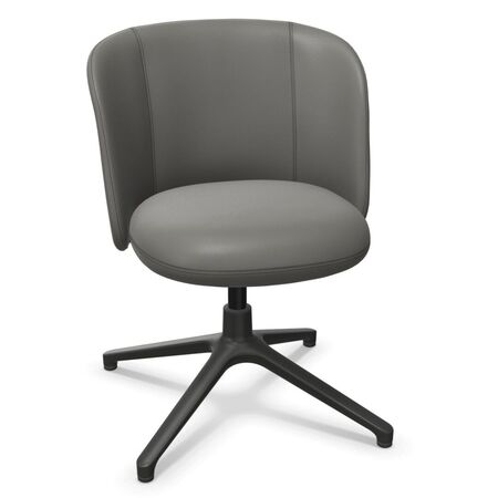 Vitra Mikado Side Chair in Leder mit Vierstern-Untergestell von Vitra Camel 75 - leather, Aluminum polished 03, Felt gliders for hard floor 05