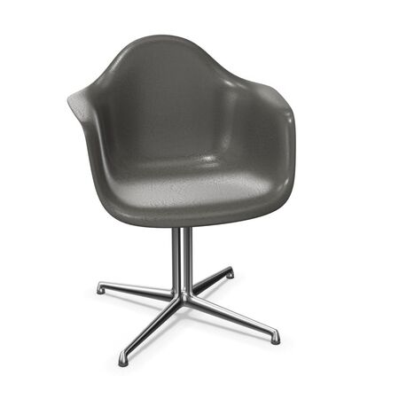 Vitra Eames Fiberglas Armchair DAL von Vitra 04 Elephant Hide Grey, Aluminium poliert 03, Filzgleiter basic dark für Hartboden 05