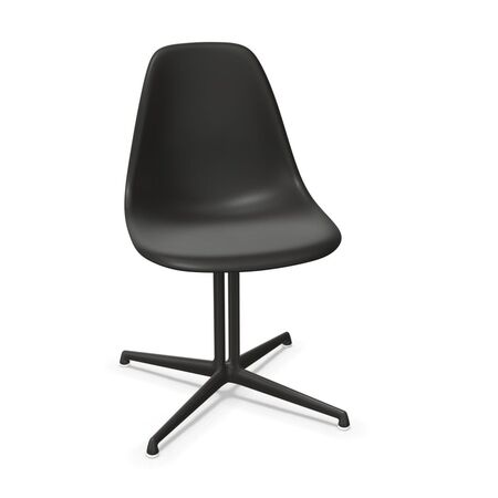 Vitra Eames Plastic Side Chair DSL von Vitra 12 Tiefschwarz RE , Basic Dark 30 pulverbeschichtet (glatt), Gleiter weiss für Teppichboden 14