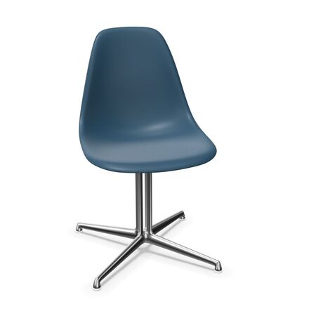 Vitra Eames Plastic Side Chair DSL von Vitra 83 Meerblau RE, Aluminium poliert 03, Gleiter weiss für Teppichboden 14