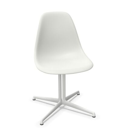 Vitra Eames Plastic Side Chair DSL von Vitra 85 Cotton white RE, Weiss 04 pulverbeschichtet (glatt), Filzgleiter basic dark für Hartboden 05