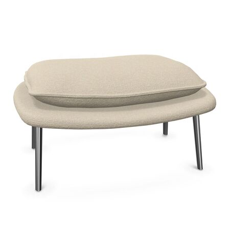 Vitra Slow Chair Ottoman in Stoff von Vitra Flocca beige, Aluminiumguss poliert 
