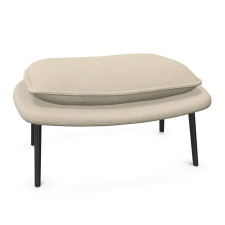 Vitra Slow Chair Ottoman in Stoff von Vitra Flocca beige, Aluminiumguss pulverbeschichtet tiefschwarz