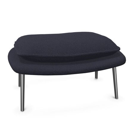 Vitra Slow Chair Ottoman in Stoff von Vitra Flocca dunkelblau, Aluminiumguss poliert 