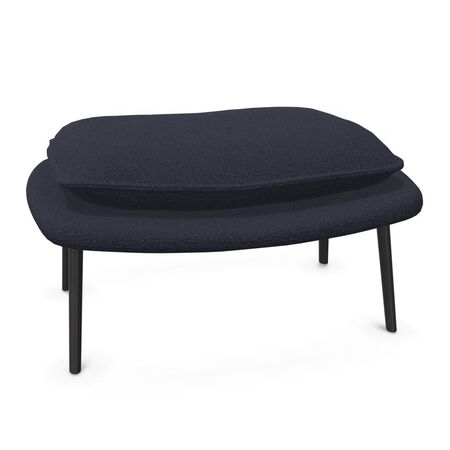 Vitra Slow Chair Ottoman in Stoff von Vitra Flocca dunkelblau, Aluminiumguss pulverbeschichtet tiefschwarz
