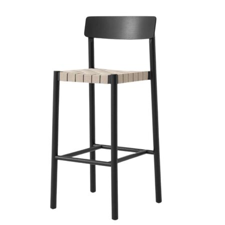 &Tradition Barhocker Betty TK15 von &Tradition Schwarz m. natürlichem Gurtband