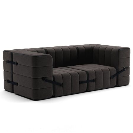 Ambivalenz Flexibler 2-Sitzer mit Armlehnen 'Curt' von Ambivalenz Grau Braun - Jet 