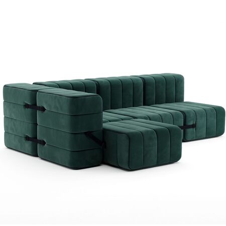 Ambivalenz Flexibles kleines Ecksofa Curt von Ambivalenz Serpentine (Grün) - Barcelona
