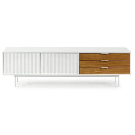 Teulat Tv Scale Sierra 180Cm With Wooden Doors - Matt White
