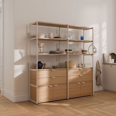 TIPTOE Regal Unit 5 160 cm von Tiptoe 2 Schubladen / 2 Türen , Cream White
