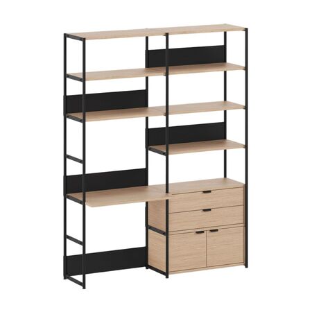 TIPTOE Regal mit Schreibtisch 160 cm von Tiptoe 1 Schublade / 1 Tür, H: 215 cm, Graphite Black