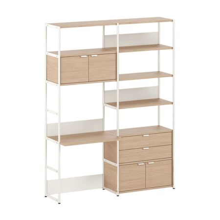 TIPTOE Regal mit Schreibtisch 160 cm von Tiptoe 1 Schublade / 2 Türen, H: 215 cm, Cream White