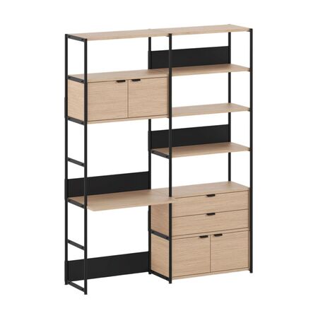 TIPTOE Regal mit Schreibtisch 160 cm von Tiptoe 1 Schublade / 2 Türen, H: 215 cm, Graphite Black