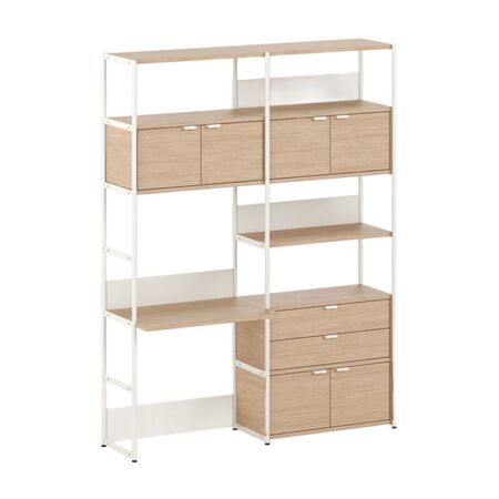 TIPTOE Regal mit Schreibtisch 160 cm von Tiptoe 1 Schublade / 3 Türen, H: 215 cm, Cream White