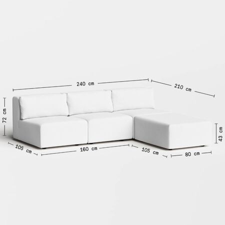 4-Sitzer Sofa mit Chaiselongue Bridge 240 x 210 cm von Tiptoe