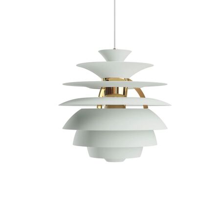 Louis Poulsen Pendelleuchte 'PH Snowball' Ø: 40 cm, E 27, Dusty Green / Brass Metallised