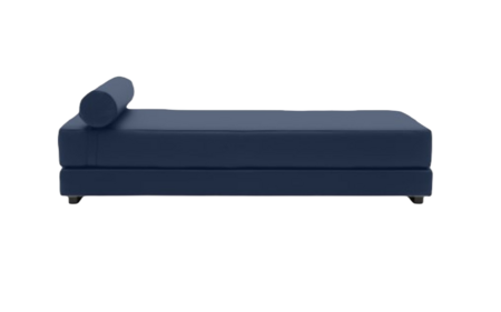 Softline Lubi Schlafsofa mit Kaltschaummatratze-Felt Melange 289 Dark Blue - Gestell schwarz