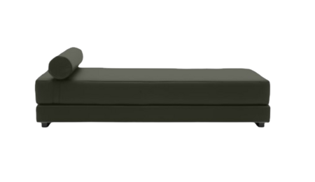 Softline Lubi Schlafsofa mit Kaltschaummatratze-Felt Melange 294 Dark Green - Gestell schwarz
