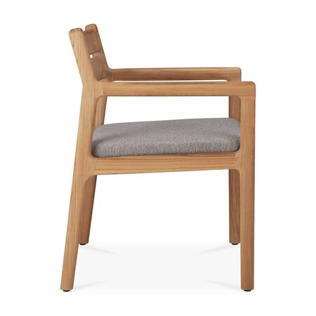 Ethnicraft-Teak-Jack-Armlehnen-Stuhl-fur-Draussen - Mocha Stoff  Sitzkissen